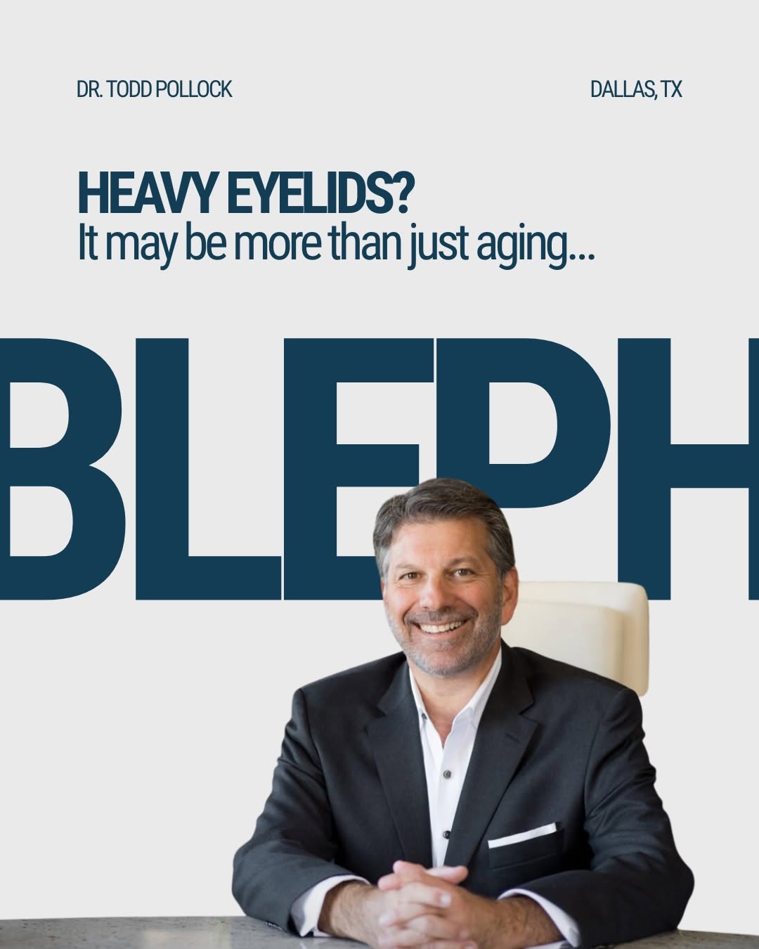 Instagram post by Dr. Todd Pollock: Heavy eyelids aren’t always just a sign of aging. If your upper eyelids feel heavy, make you look constantly tired, or are beginning to inte…