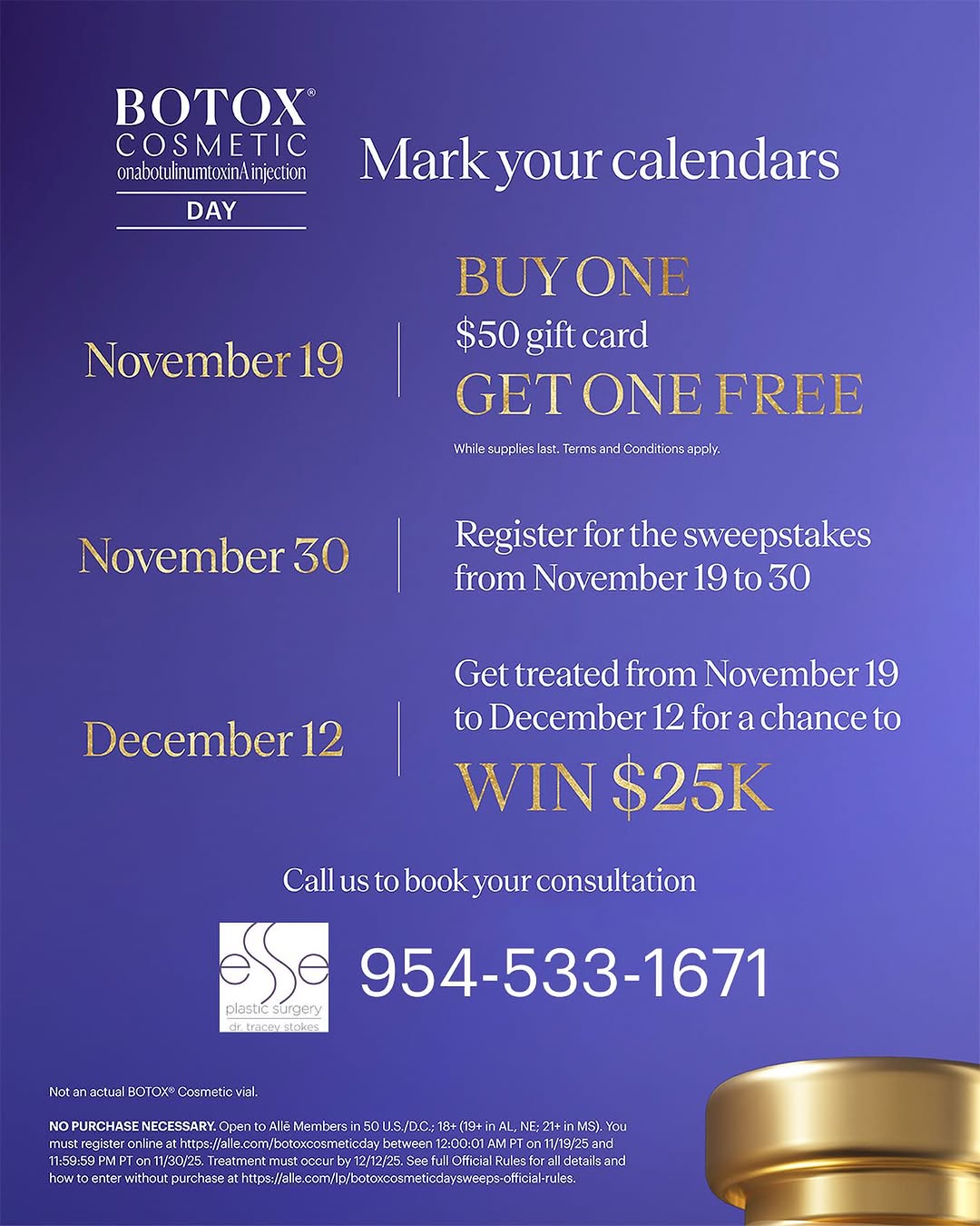 Instagram post by Dr. Tracey H. Stokes: Mark your calendars! 🗓️ Botox Cosmetic Day is November 19th! 💉✨ It’s the one day of the year where smooth savings meet smooth skin. 😉 BOG…