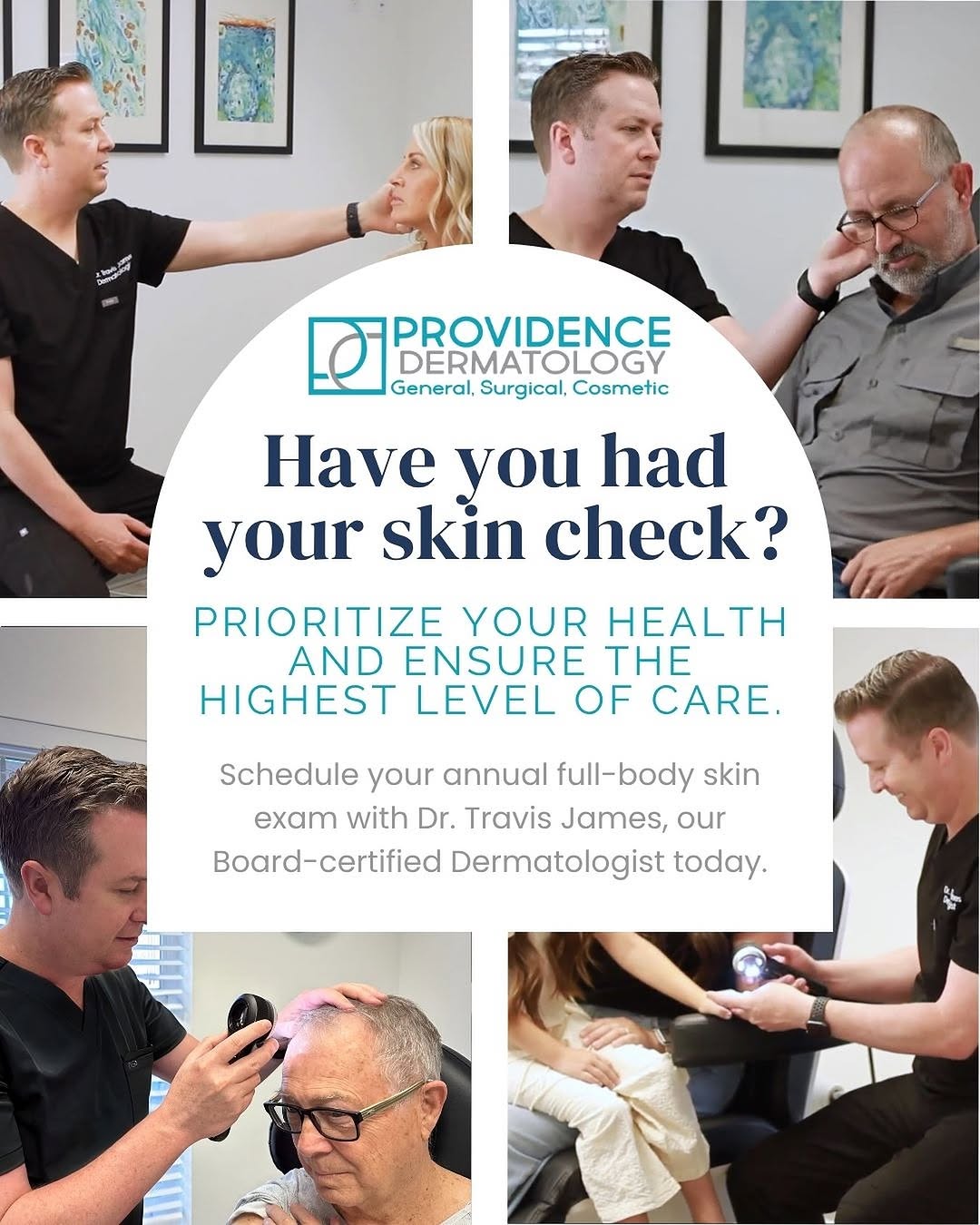 Instagram post by Dr. Travis James, DO: 🩺 𝐘𝐨𝐮𝐫 𝐒𝐤𝐢𝐧 𝐃𝐞𝐬𝐞𝐫𝐯𝐞𝐬 𝐚𝐧 𝐄𝐱𝐩𝐞𝐫𝐭 𝐄𝐲𝐞 ⁣ When it comes to skin cancer checks, 𝐭𝐫𝐚𝐢𝐧𝐢𝐧𝐠 𝐦𝐚𝐭𝐭𝐞𝐫𝐬.⁣ Boar…