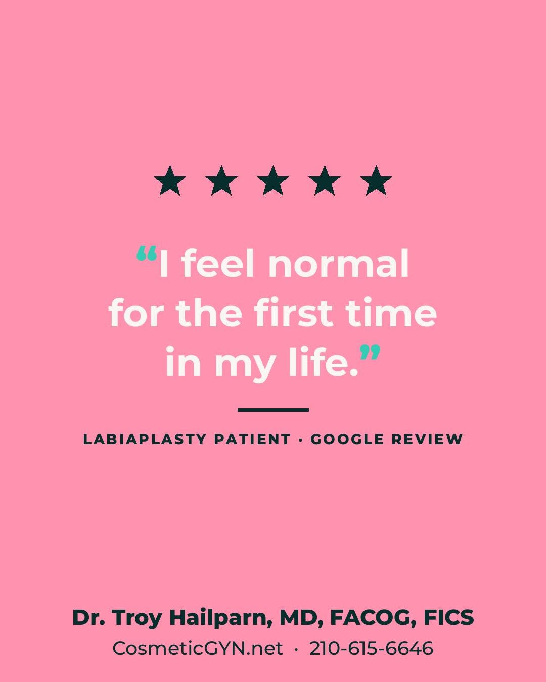 Instagram post by Dr. Troy Robbin Hailparn: "I feel normal for the first time in my life." She'd been embarrassed about her body since she was old enough to notice she was different fr…