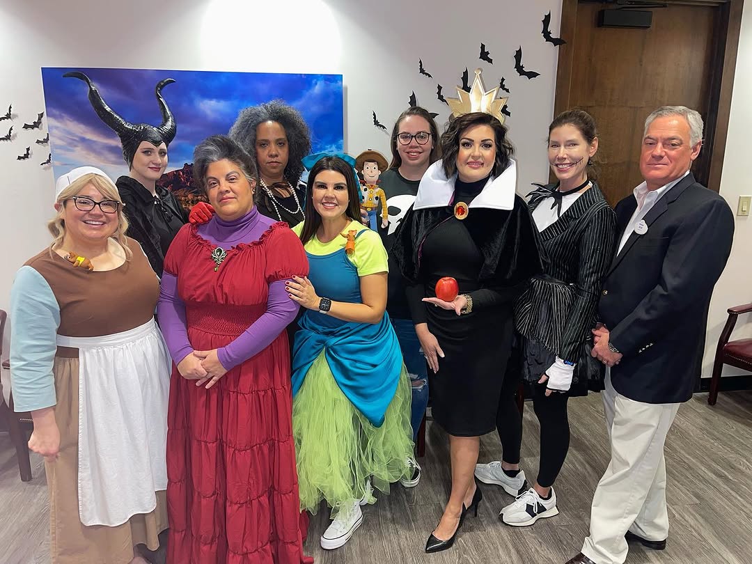 Instagram post by Dr. Tyler Moss, DO: Happy Halloween from the Disney villains at our arrowhead location! 🎃🧡 #halloween #pumpkin #derm #dermatology #glendale #arizona #dermatol…