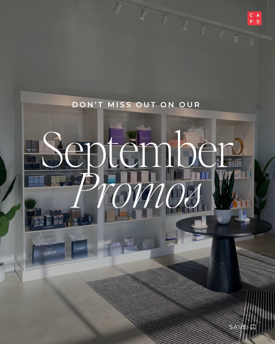 Instagram post by Dr. Tyler Sbrocchi: September is looking good at CAPS. ✨ New month, new reasons to treat yourself! Try something new, or finally book the treatment you've had o…
