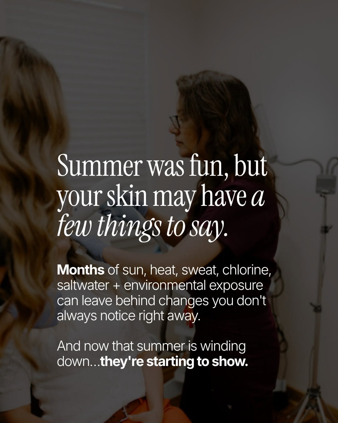 Instagram post by Dr. Umbreen Chaudhary: Not sure what your skin needs after summer? ✨ Let's create a plan that's customized to your goals! Call us or book through the link in our b…