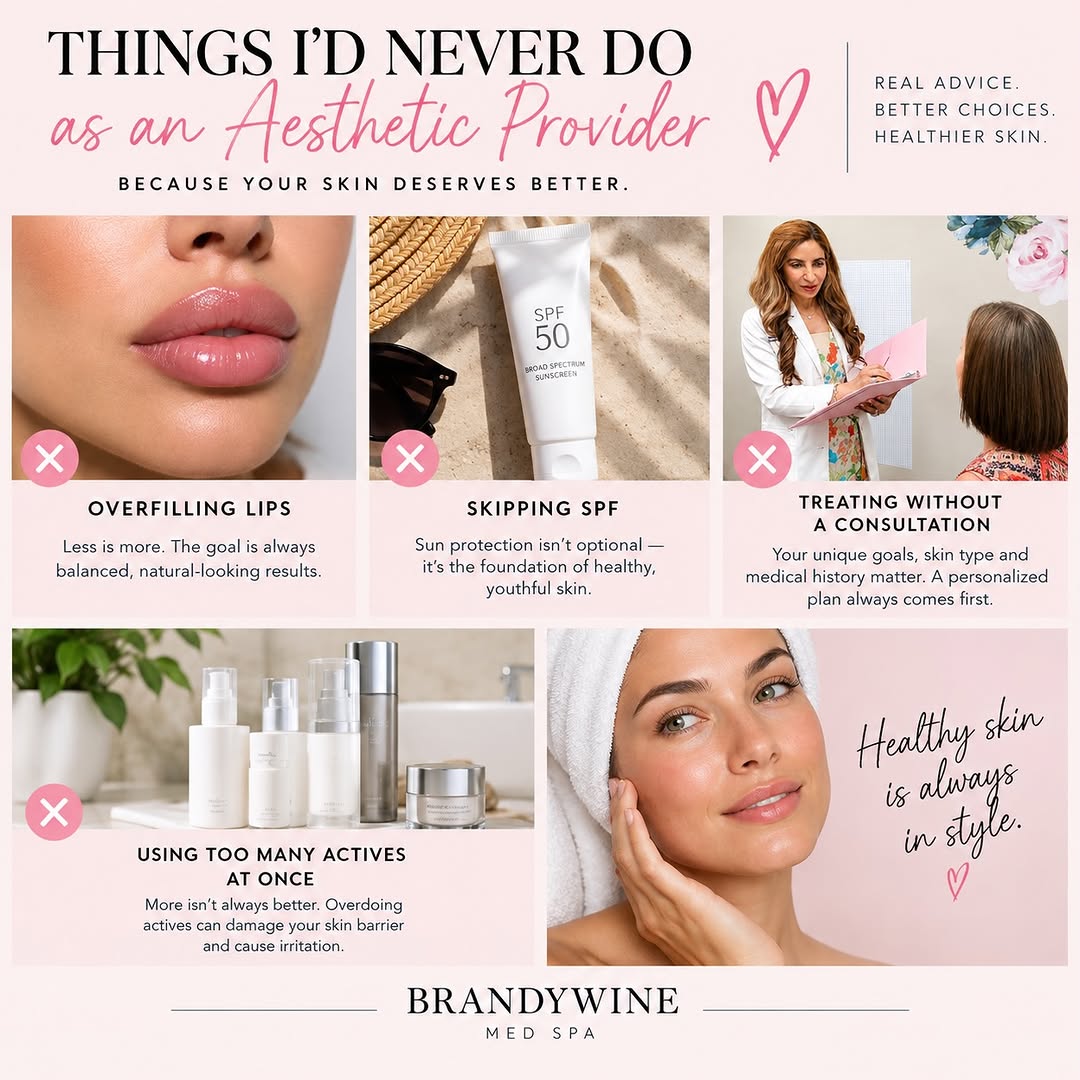 Instagram post by Dr. Uzma A. Quraishi: Things I’d Never Do as an Aesthetic Provider Because great aesthetics aren’t about doing more, they’re about doing what’s right for you and …