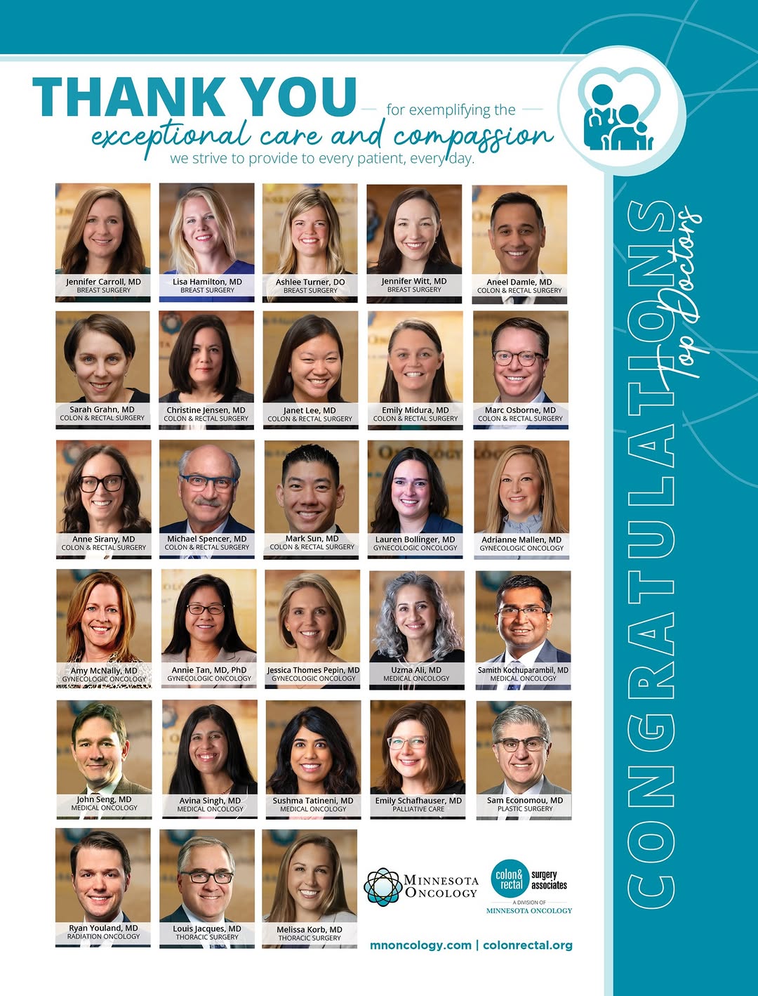 Instagram post by Dr. Valerie Lemaine: Minnesota Oncology is proud to announce the following physicians who were named to the Minnesota Monthly Top Doctors 2026 list. Congratulati…