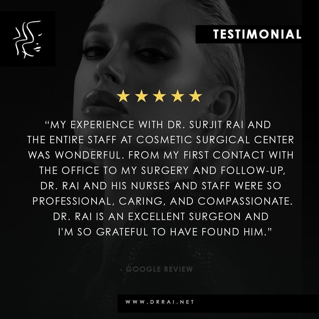 Instagram post by Dr. Vasdev Rai: Thank you so much for taking the time to tell us about your experience! We look forward to seeing you again. DrRai.Net #CosmeticSurgicalCent…