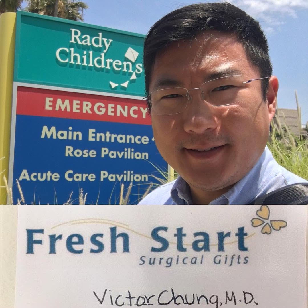Instagram post by Dr. Victor Chung: Fresh Start Surgery Weekend. It's an honor to donate my time and skills to those in need. #igivehope . . . 😷 La Jolla Facial Plastic Surger…
