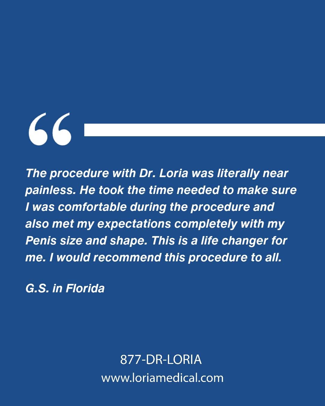 Instagram post by Dr. Victor Loria: Real patients. Real experiences. From consultation to follow-up, Dr. Loria and the team at Loria Medical are committed to patient care, prec…