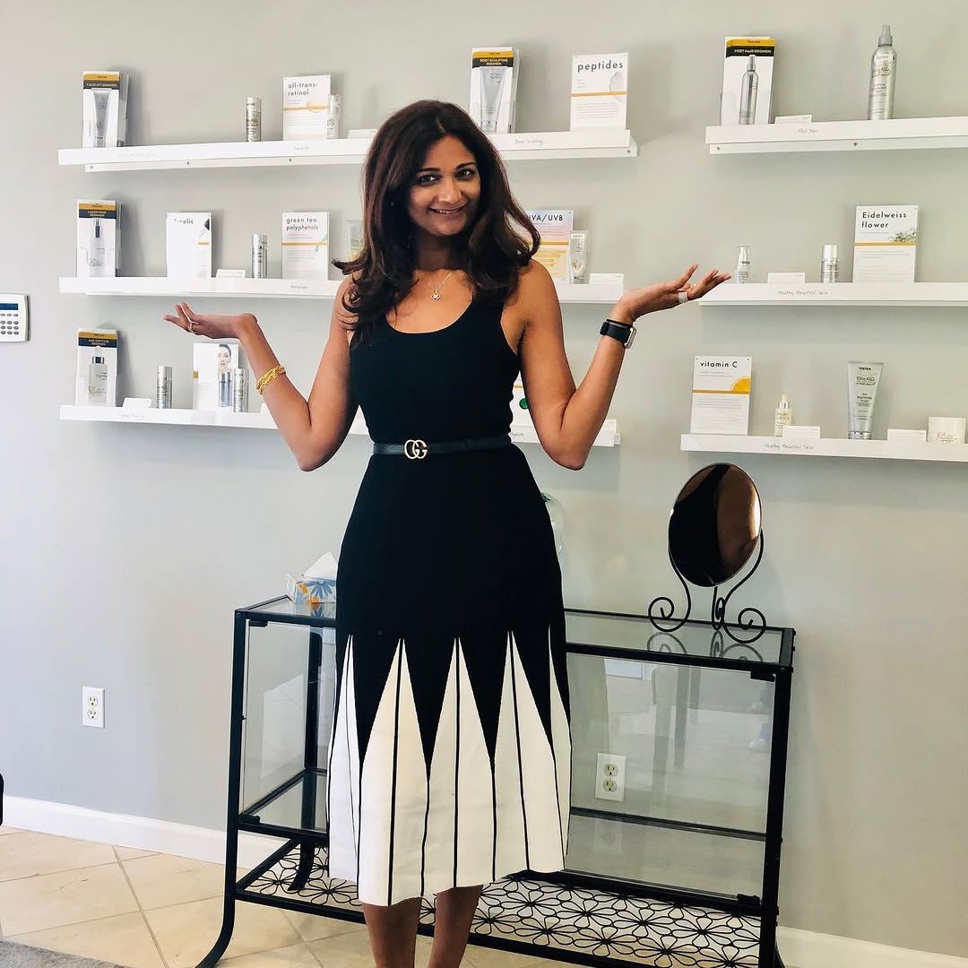 Instagram post by Dr. Vivek Bansal: So excited to have our new skin care displays up for your testing experience. No lab coat or goggles required! . 🤸🏼♀️ Everything you need…