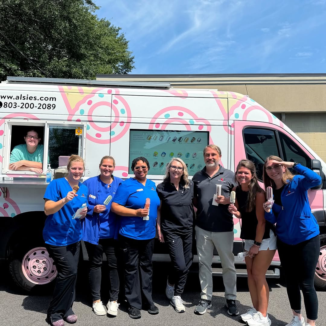 Instagram post by Dr. Waheed Mohamed, DDS: Another stop on our summer ice cream truck tour! 🍦 This time, our West Columbia – Sunset team headed out to visit some of our referring off…