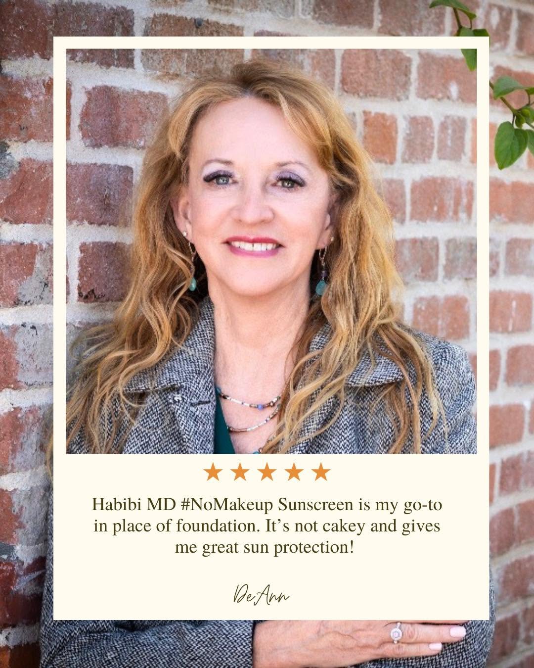 Instagram post by Dr. Wally Hosn: We 💜 Deann, our practice RN…and she loves Habibi MD products! #habibimd #skincare #sunscreen #nomakeup #medicalgradeskincare #tintedsunscre…