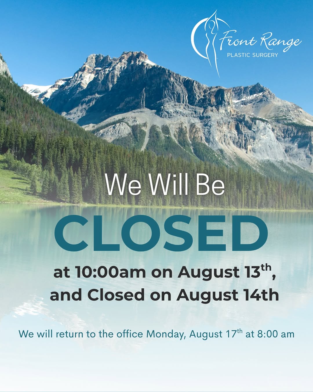 Instagram post by Dr. Warren Schutte: Our office will be CLOSED Thursday, August 13th at 10am, and Friday August 14th for our annual company retreat! ☀️🙌🏻 This year we are goin…