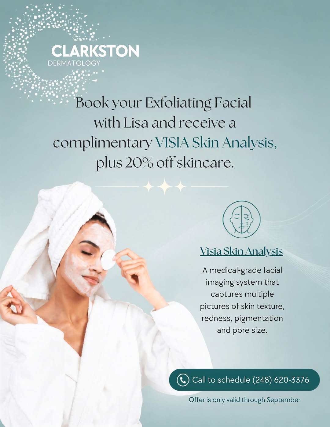 Instagram post by Dr. Wendy McFalda, DO: ✨ Refresh your skin and discover what your skin really needs. Book an Exfoliating Facial with Lisa for $150 and receive a complimentary VISI…