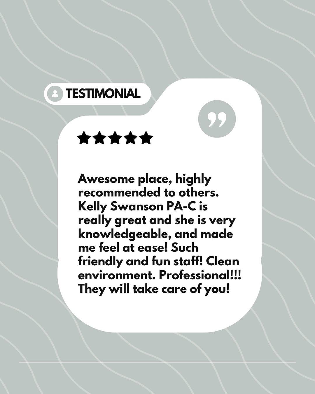Instagram post by Dr. Wendy McFalda, DO: We’re so grateful for your kind words! 🤍 Thank you for taking the time to share your experience and for trusting us. Reviews like yours mea…
