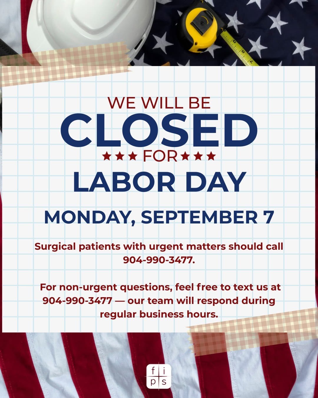 Instagram post by Dr. William A. Wallace: 🇺🇸 Holiday Closure Notice 🇺🇸 Our office will be closed on Monday, September 7, in observance of Labor Day. We will reopen Tuesday, Septe…
