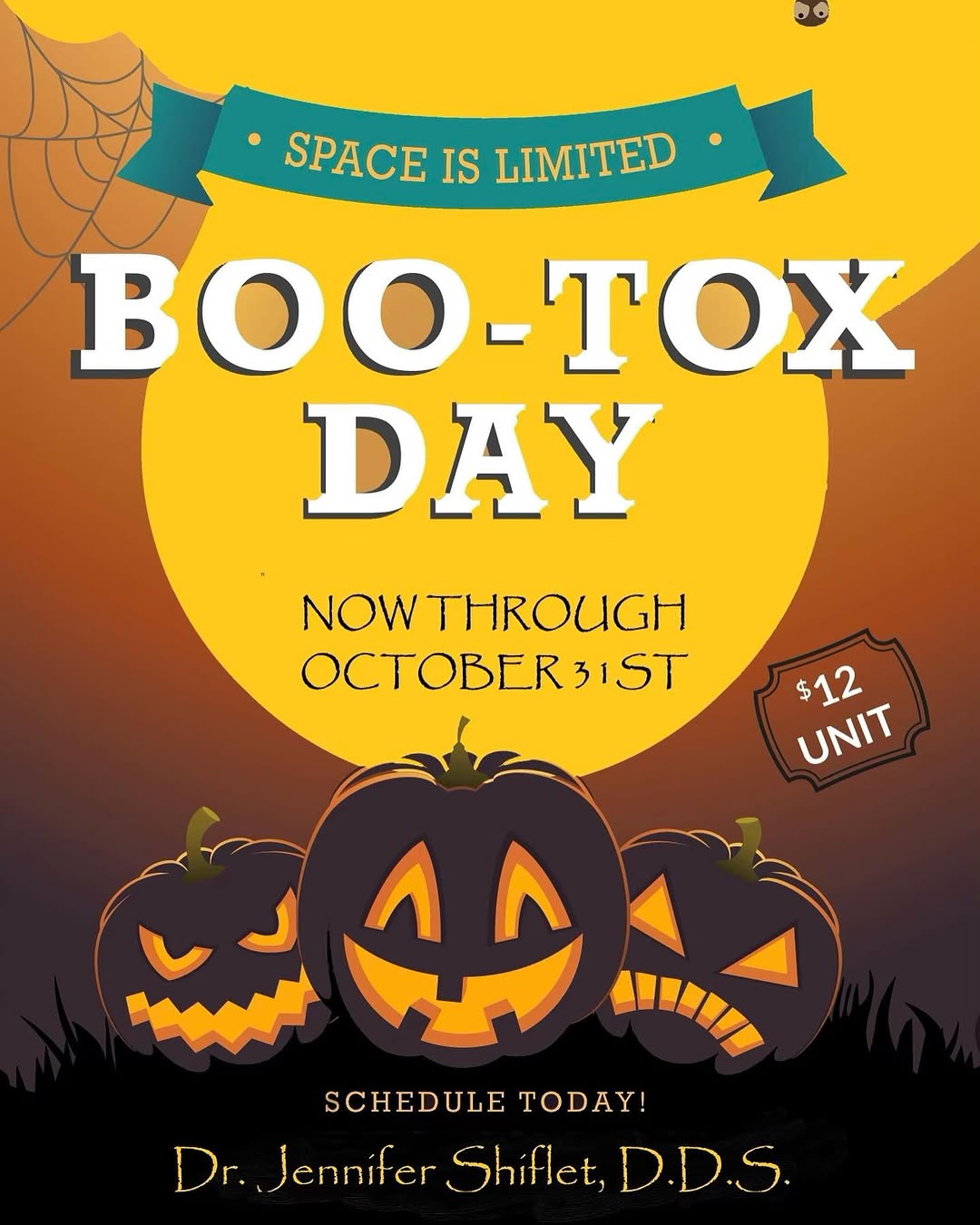 Instagram post by Dr. William H. Maras: Bootox treats are back! 👻 Purchase Botox for $12 a unit all month long!🎃 Botox can do wonders in softening the appearance of wrinkles on y…