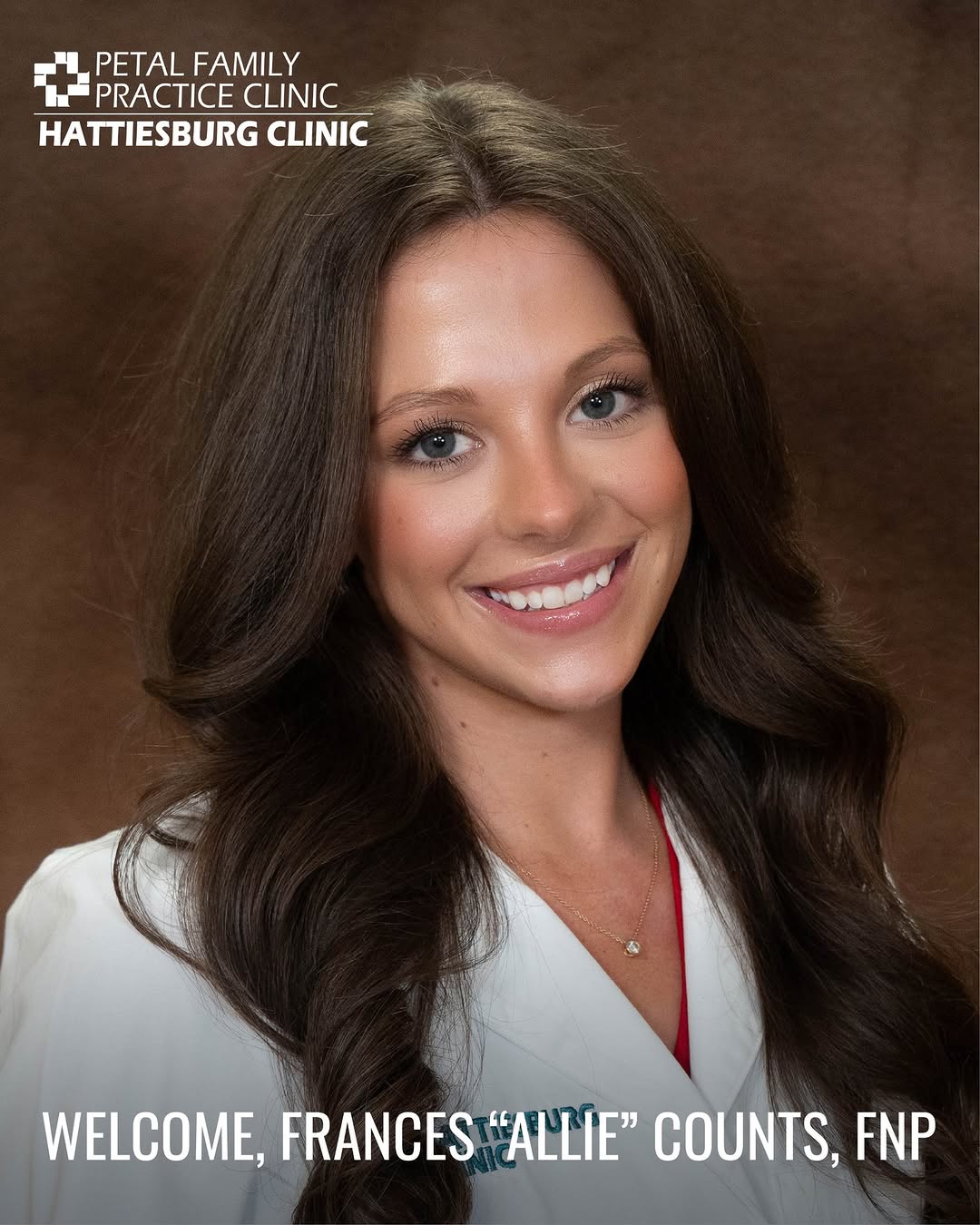 Instagram post by Dr. William L. Waller: 📣Please join us in welcoming Frances “Allie” Counts, FNP, to Hattiesburg Clinic Petal Family Practice Clinic, where, in conjunction with Ba…
