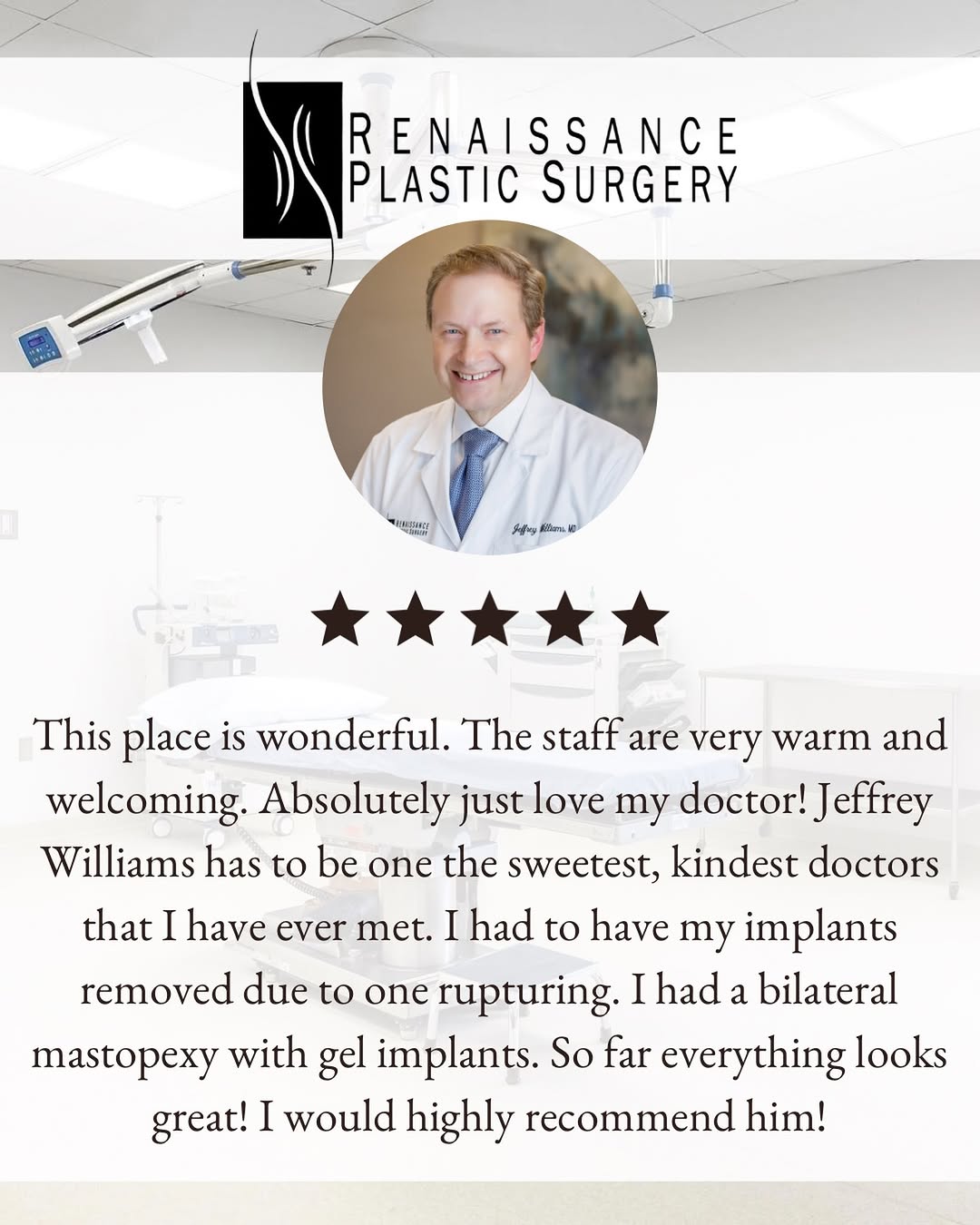 Instagram post by Dr. William Stefani: We always appreciate your reviews and testimonials! Exceptional work by Dr. Williams and team! #reviews #testimonials #Transformation #Plast…