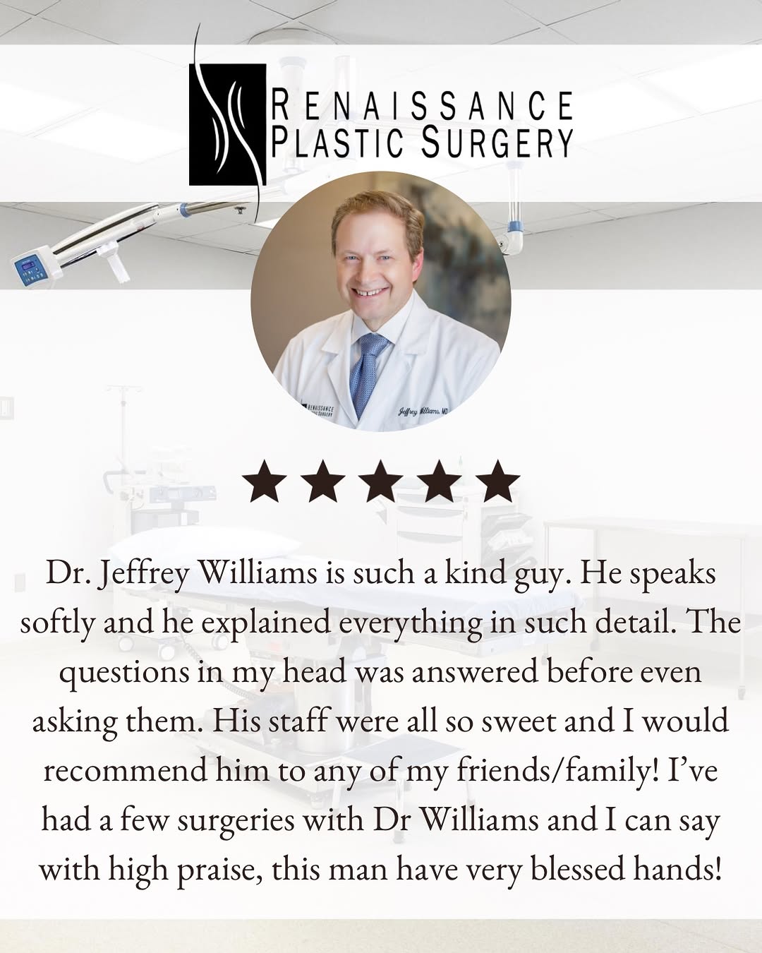 Instagram post by Dr. William Stefani: We always appreciate your reviews and testimonials! Exceptional work by Dr. Williams and team! #reviews #testimonials #Transformation #Plast…