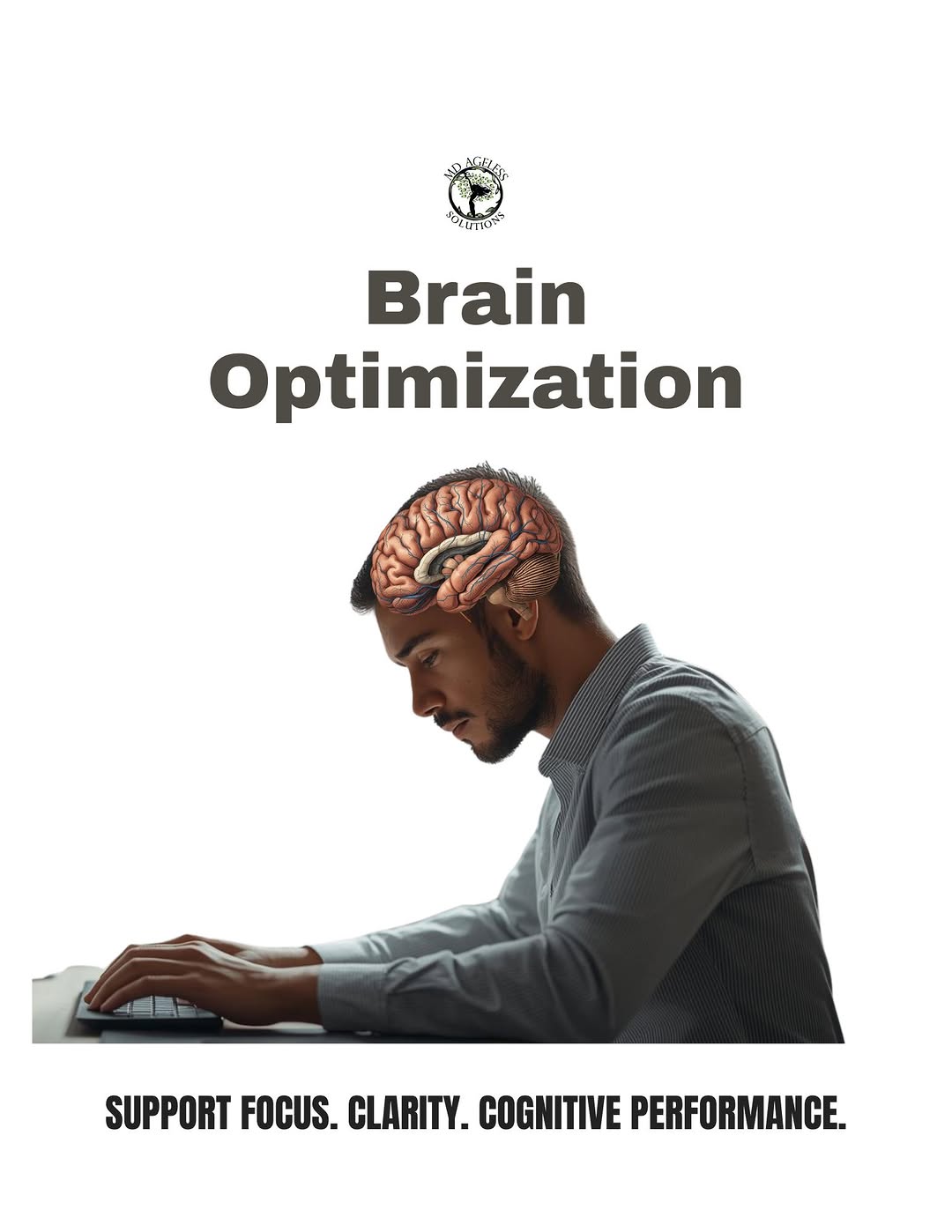 Instagram post by Dr. Yakelin Sosa: Brain optimization isn’t just about energy; it’s about clarity, focus, and long-term cognitive support. At MD Ageless Solutions, we offer pe…