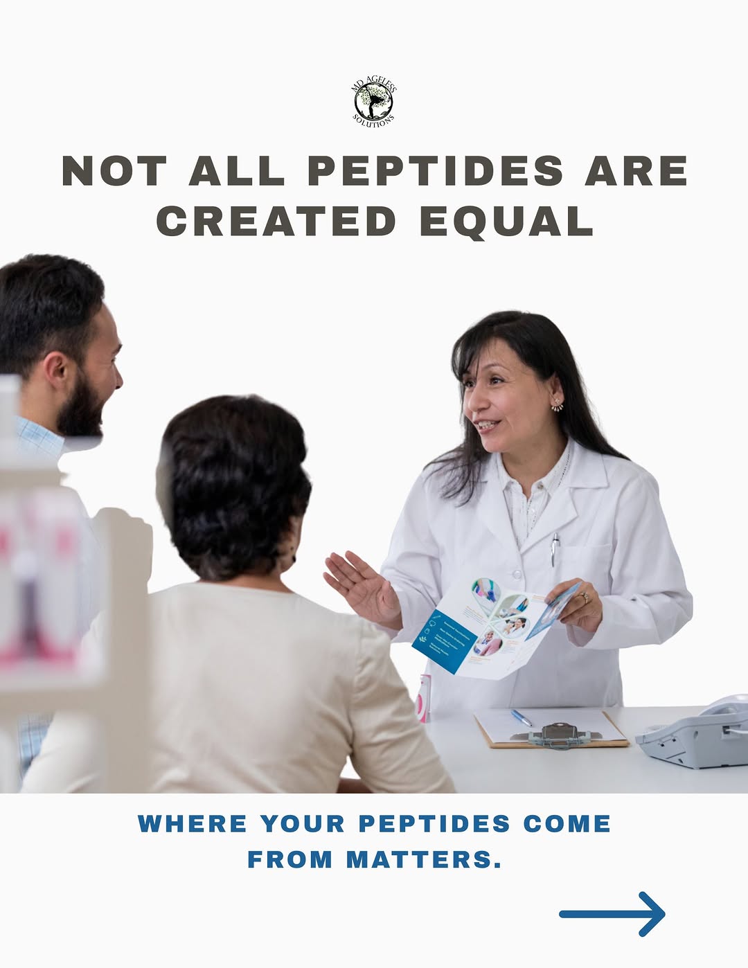 Instagram post by Dr. Yakelin Sosa: Peptide therapy starts with knowing your source. 🧬 Not all peptides are created equal. Quality, proper sourcing, and medical guidance matte…