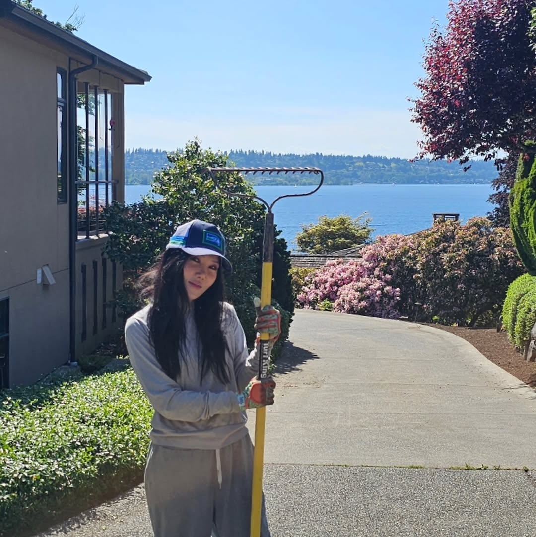 Instagram post by Dr. Yirae Ort: Oh the joys of a home ownership...yard work on weekends! Actually I've been finding yard work and gardening very therapeutic. It's somewhat …