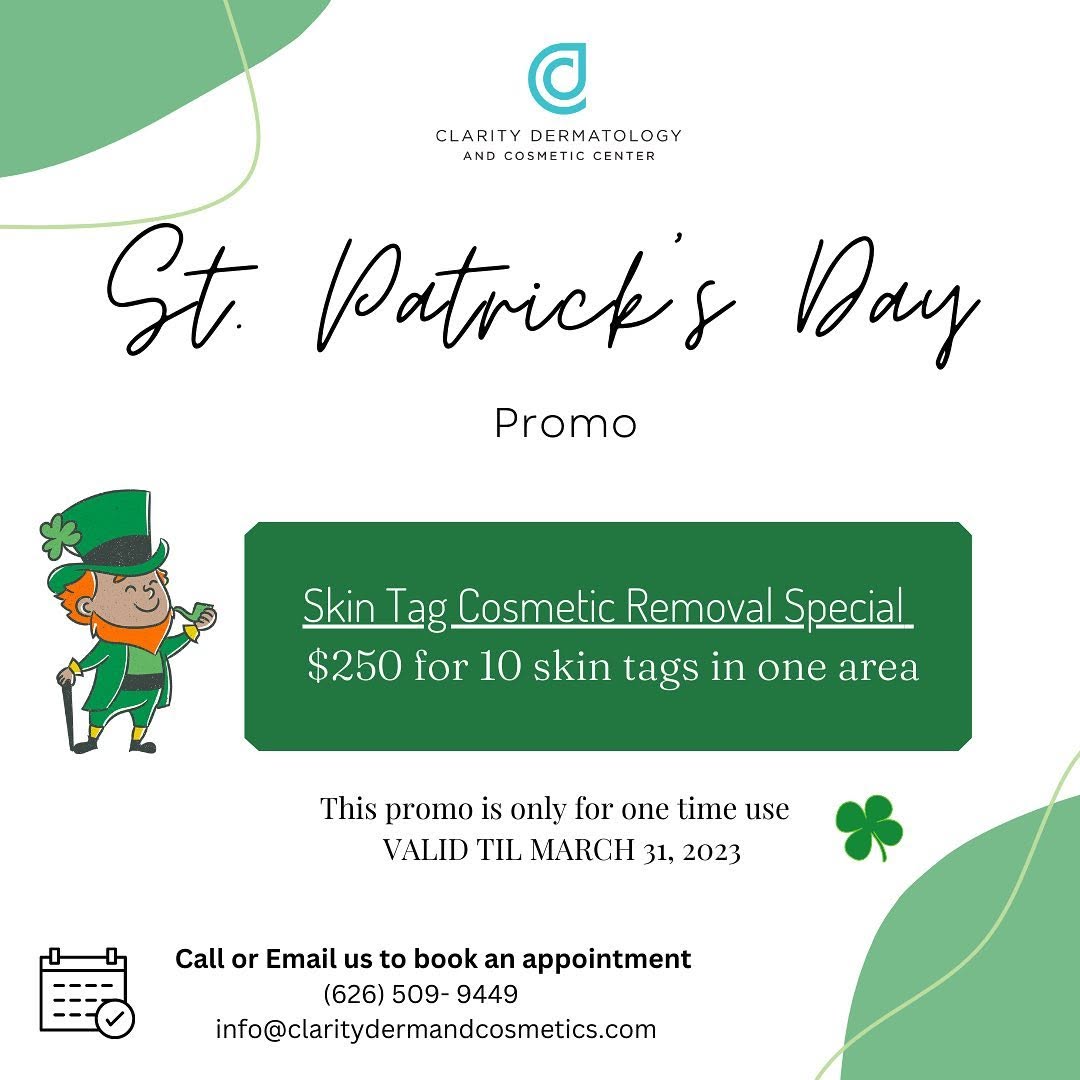 Instagram post by Dr. Yuri M. Kim: HAPPY FRIDAY 🍀 Have bothersome skin tags that you’d like removed? Take advantage of our cosmetic special for the month of March! Book a con…