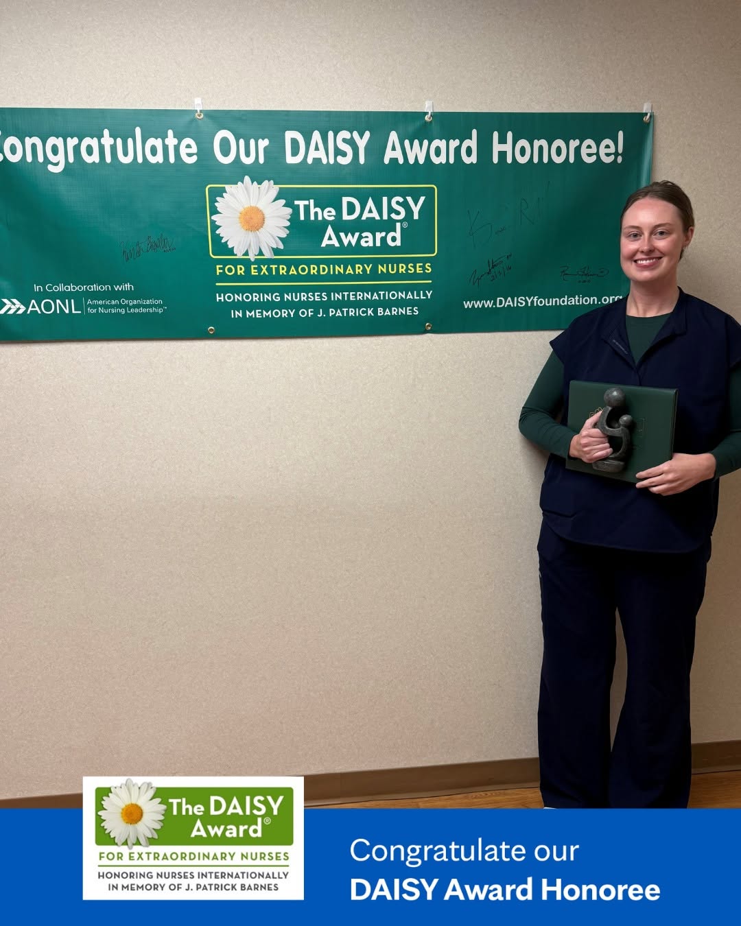 Instagram post by Dr. Yvonne Pierpont: Congratulations to Jade L., a registered nurse at Mayo Clinic Health System, who was nominated and received The DAISY Award. Read an excerpt…