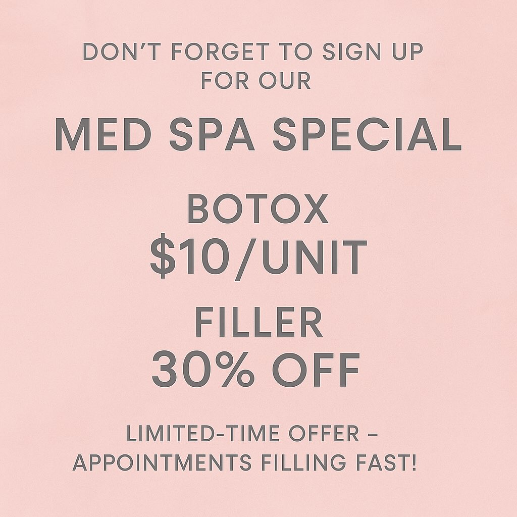 Instagram post by Dr. Zol Kryger: Snag our LIMTED -TIME MedSpa Deal before the end of July✨ Botox- just $10/unit 30% OFF all Filler Treatments Look refreshed, feel confident,…