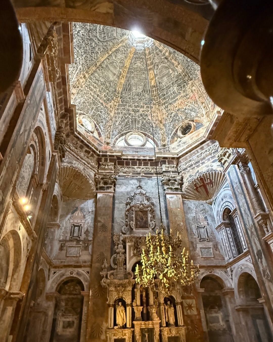 Instagram post by Dr. Zoran Potparic: This is a magnificent cathedral of Santiago de Campostela; a few details with a famous censer, thurible, incense burning pot, suspended by a…