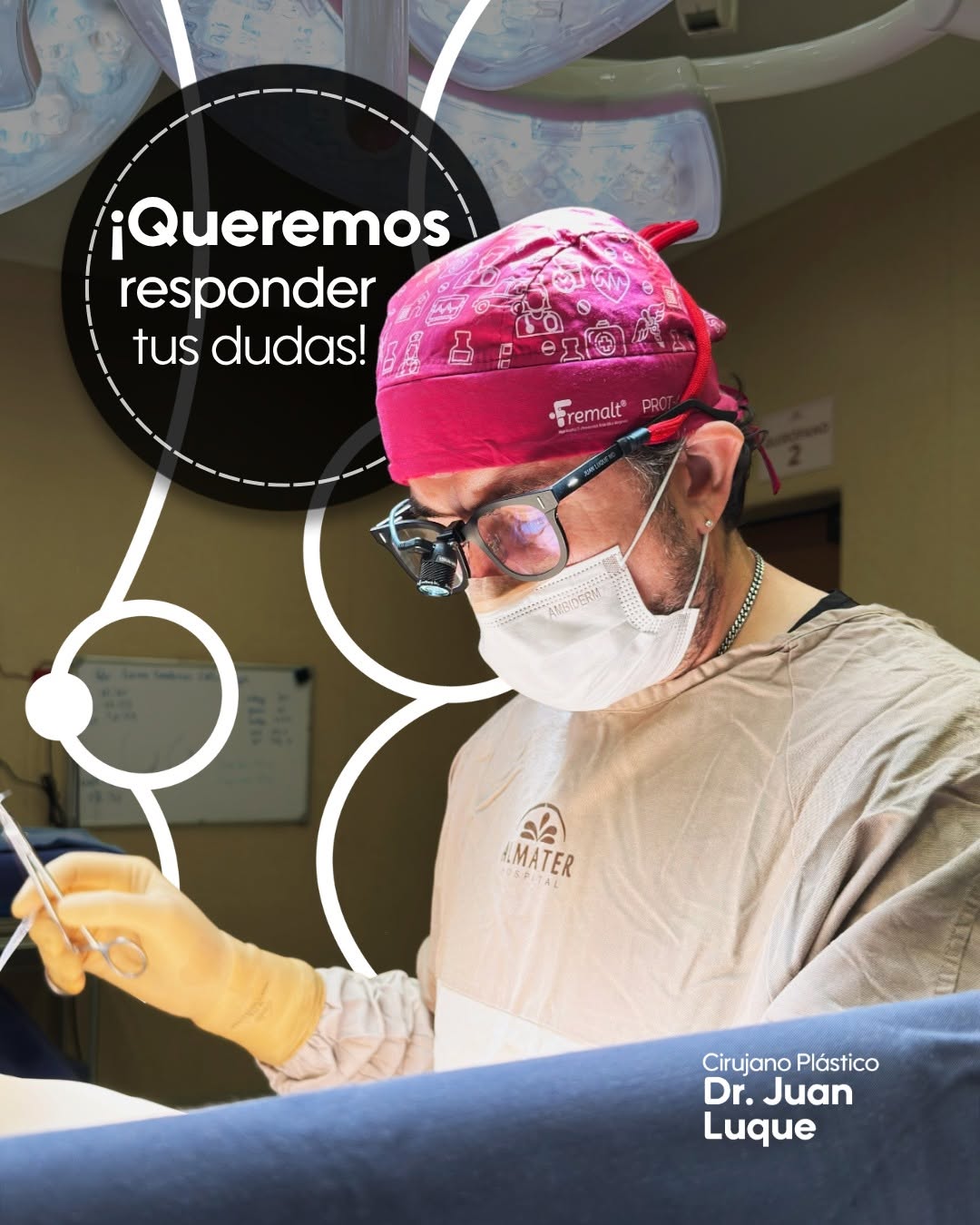 Instagram post by Juan Luque: Déjanos en los comentarios todas tus dudas sobre cirugías, procedimientos o recuperación. 🩺✨ El Dr. Juan Luque las responderá personalmente…