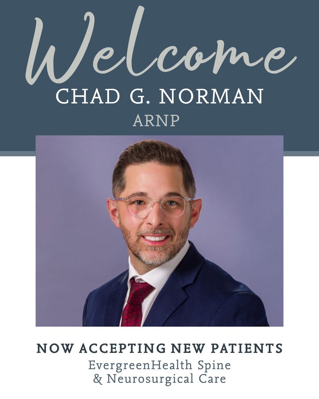 Instagram post by Marco Antonio Salazar: Please join us in welcoming Chad G. Norman, ARNP, to EvergreenHealth Spine & Neurosurgical Care.🎈 Chad Norman, ARNP, is a board certified a…