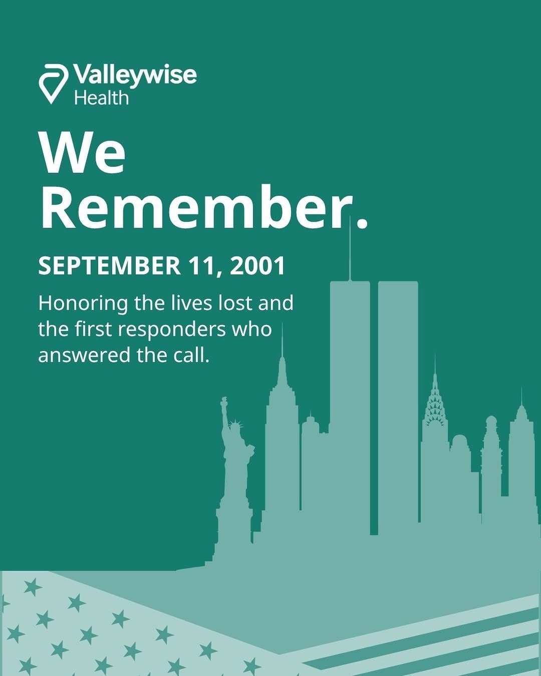 Instagram post by Mona Khurana: Today, we remember the lives lost and pay tribute to the first responders who selflessly answered the call when it mattered most. Their lega…