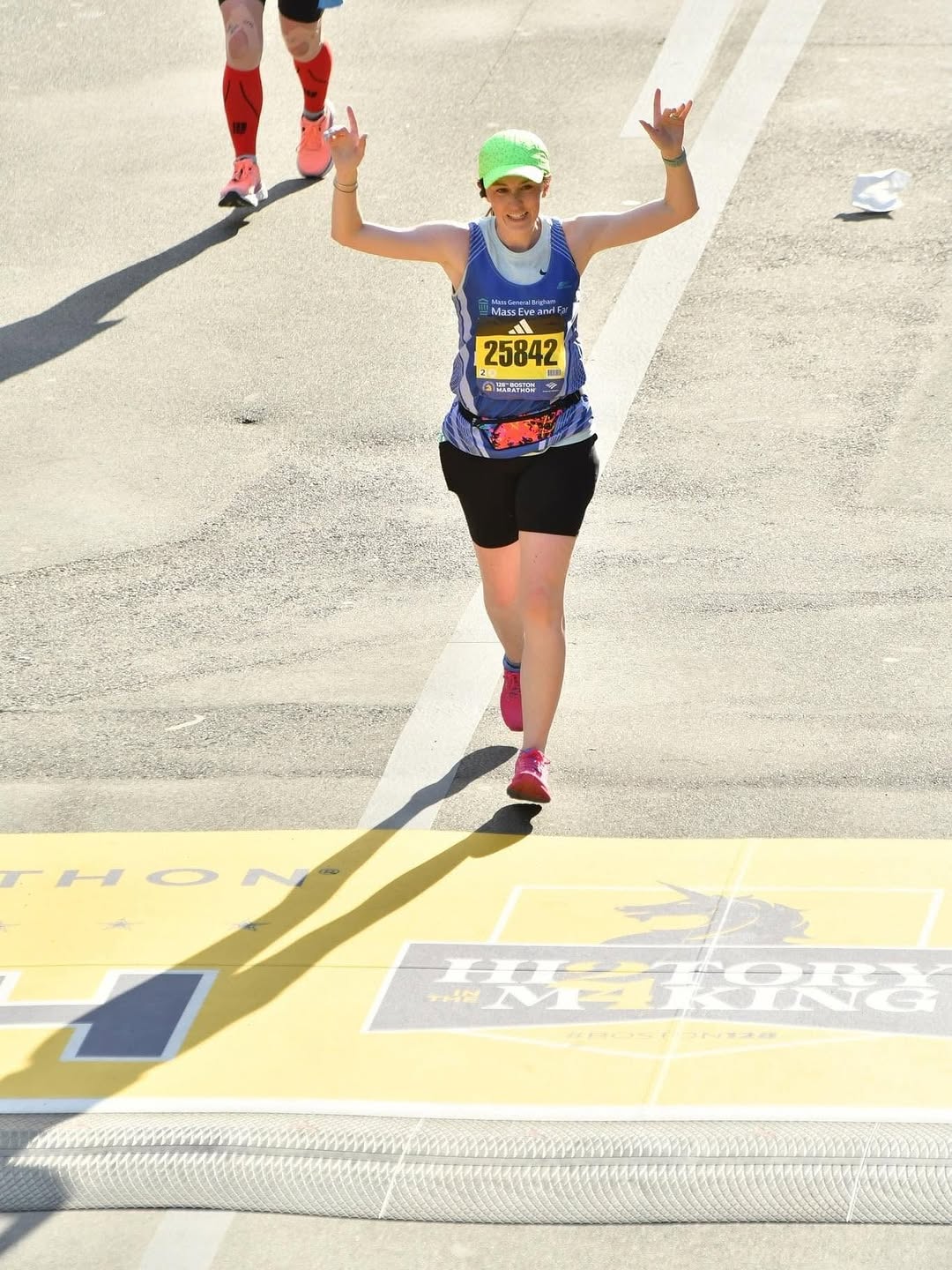 Instagram post by Patrick Boulos: Sarah Martin, who ran the 2025 Boston Marathon as part of Team Eye and Ear, is lacing up her sneakers once again—this time for the ASICS @Sy…