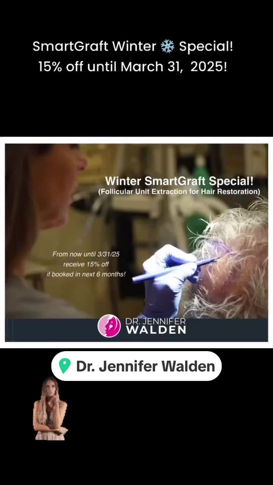 Video by Dr. Jennifer L. Walden: SmartGraft Hair Restoration Winter Special! ❄️ From now until March 31, 2025, take 15% off of you…