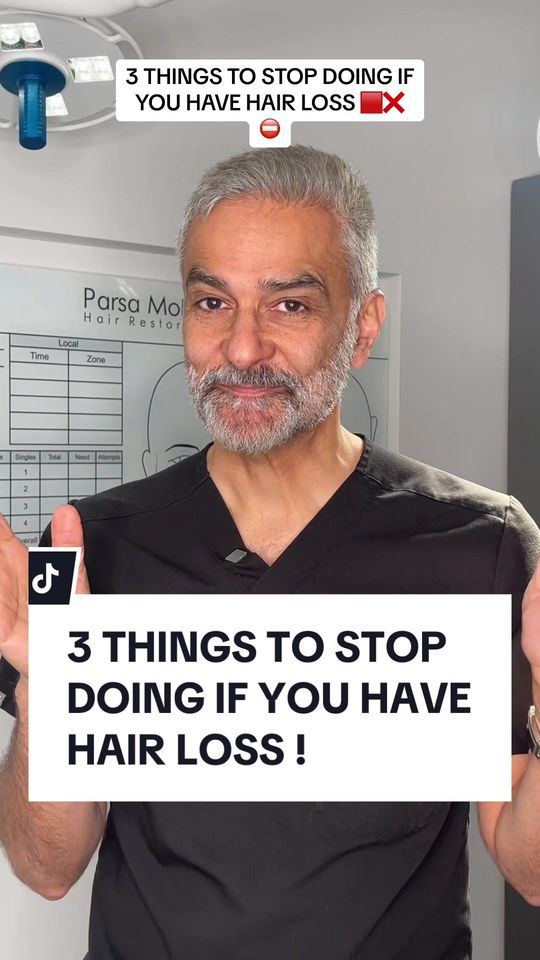 Video by Dr. Parsa Mohebi: 3 THINGS TO STOP DOING IF YOU HAVE HAIR LOSS ! |