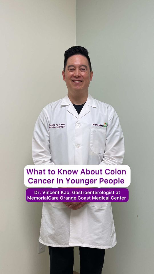 Video by Dr. Patricia Faraz: Colon cancer isn’t just affecting older adults. Dr. Vincent Kao, Gastroenterologist at our Memori…